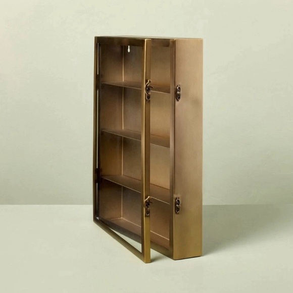 HEARTH & HAND Magnolia NWT Large Metal Display Box Shelf Brass Finish Cabinet - Picture 3 of 3